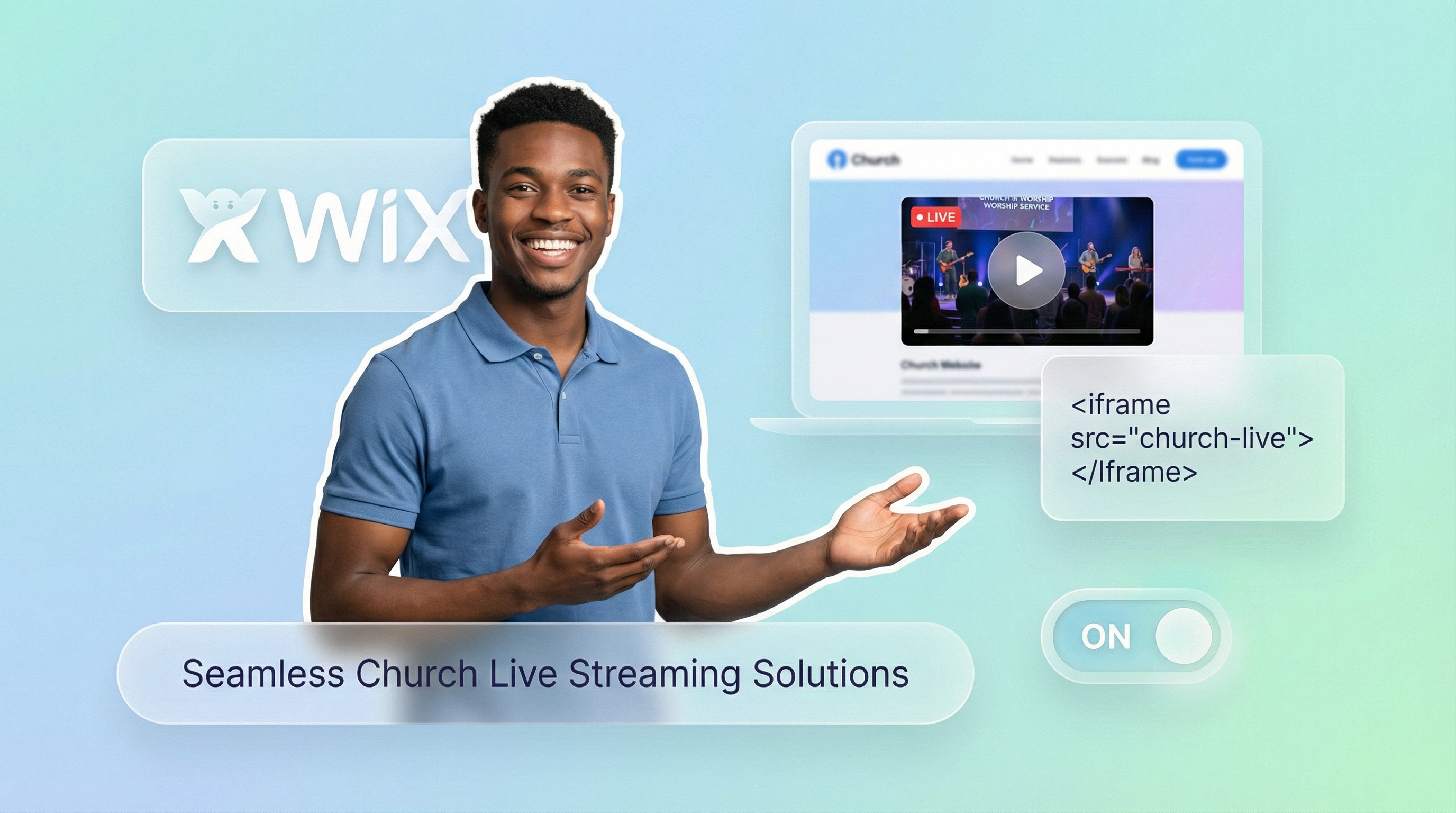 Church live stream embedded on a Wix website with EmbedVidio widget