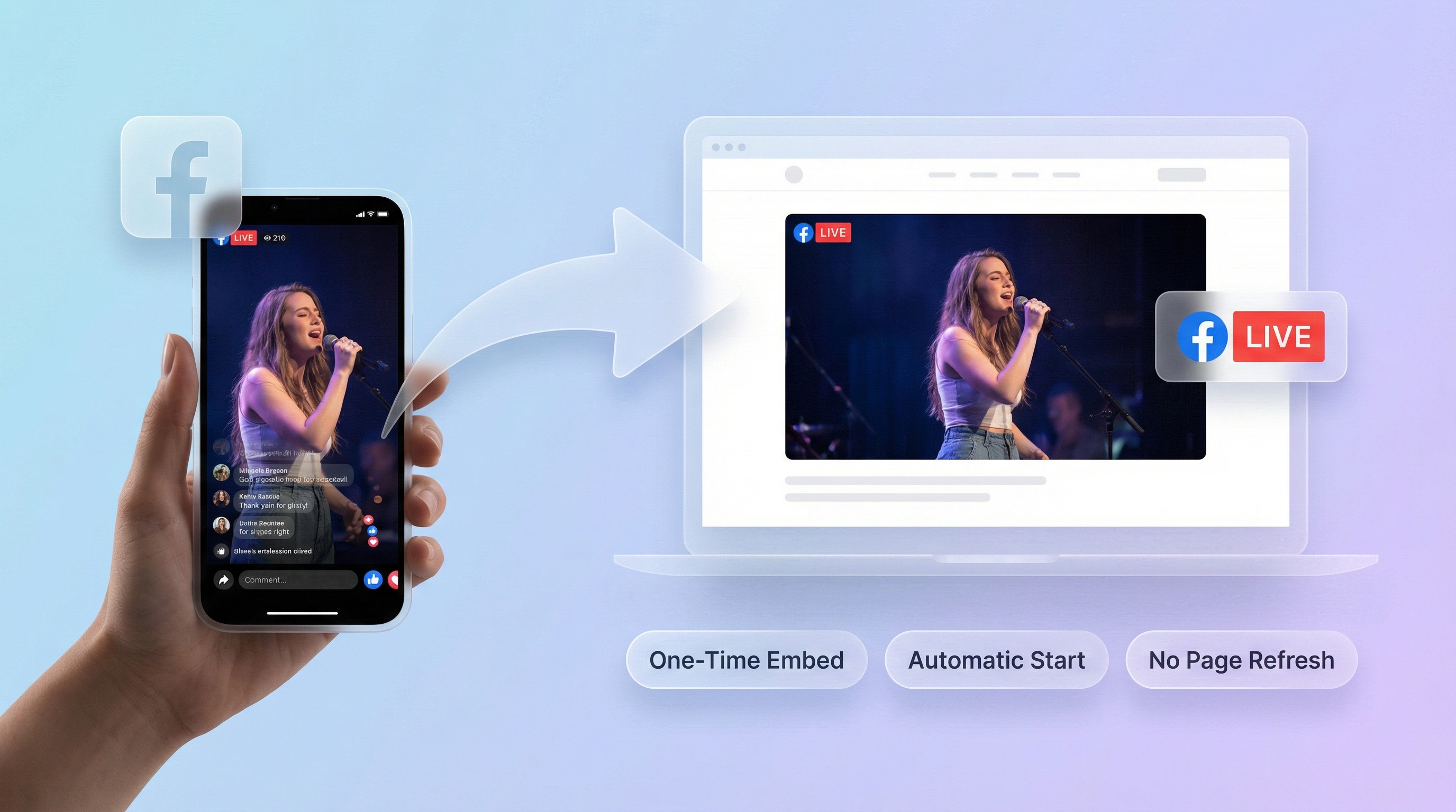 EmbedVidio widget example with Facebook Live