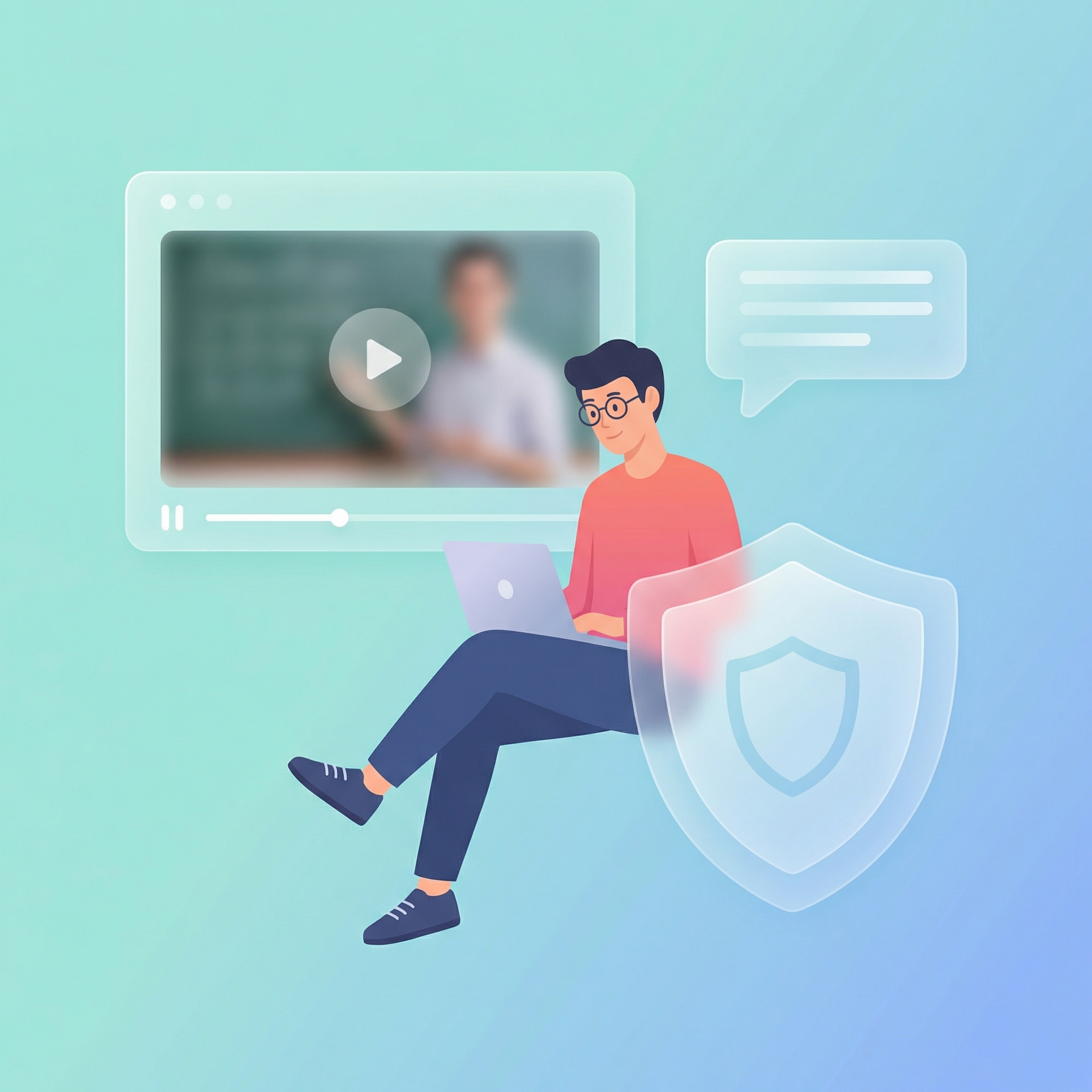 Students watching live class on a distraction-free course website