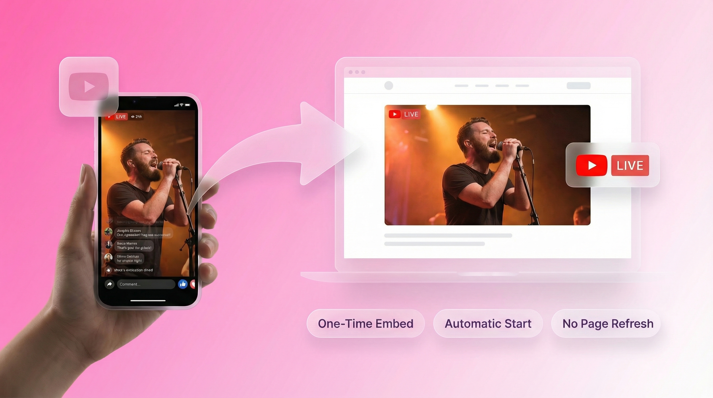 EmbedVidio widget example with YouTube Live